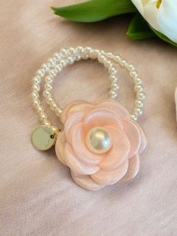 OOMPH - Peach Floral Pearls Rubber Band