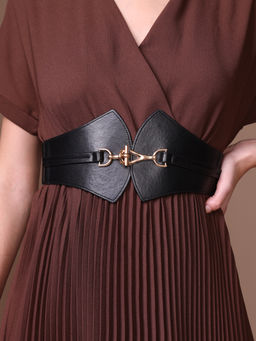 Kazo - Regal Cinch Broad Stretchable Belt - Black