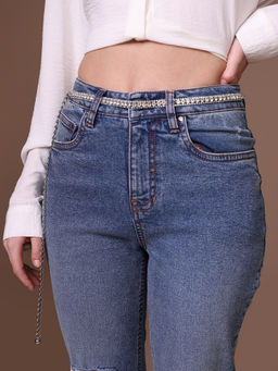 Kazo - Radiance Embellished Chain Belt - Silver