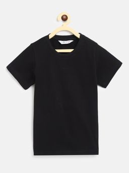 Tales & Stories - Boys Black Cotton Solid T-shirt