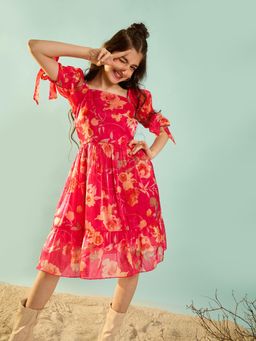 Cherry & Jerry - Pink Floral Organza Dress