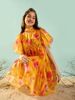 Cherry & Jerry - Yellow Floral Organza Dress