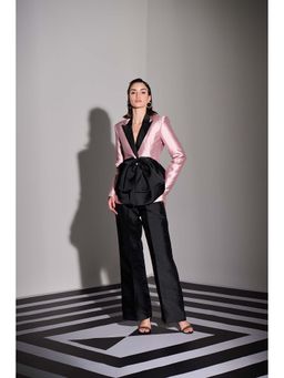 Label Iris - Rose Pink and Black Bow Blazer with Trouser