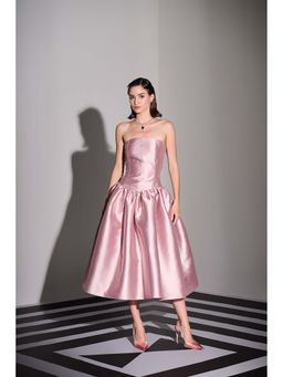 Label Iris - Rose Pink Solid Corset Midi Dress