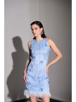 Label Iris - Cornflower Blue Feather Dress