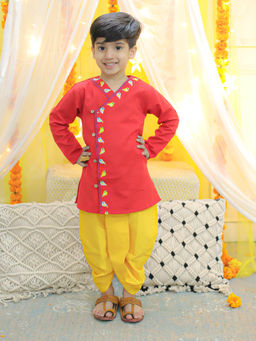 BownBee - Boys Kids Wear Kurta with Dhoti - Red (Set of 2)