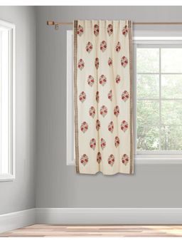 Fabindia - White Faiza Hand Block Printed Cotton Linen Curtain