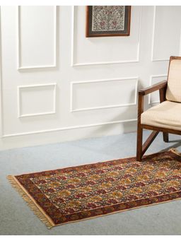 Fabindia - Red Carnation Kalamkari Cotton Printed Dhurrie