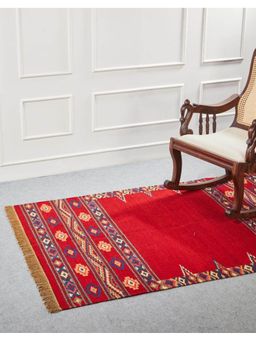 Fabindia - Red Kinnaur Woolen Woven Dhurrie