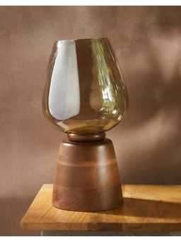 Fabindia - Yellow Abha Wooden Candle Holder