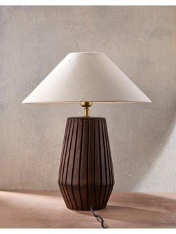 Fabindia - Brown Rekha Clay Bedside Lamp with Shade