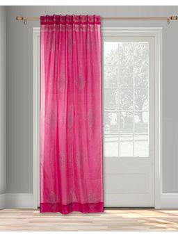 Fabindia - Pink Naisha Printed Cotton Silk Curtain