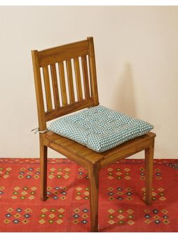 Fabindia - Teal Ambara Printed Cotton Chair Pad
