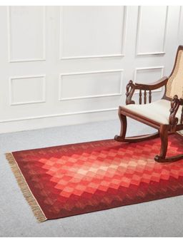 Fabindia - Red Motley Woolen Printed Dhurrie