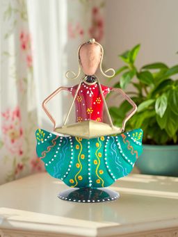 Golden Peacock - Red & Green Handcrafted Turban Musicians Showpiece