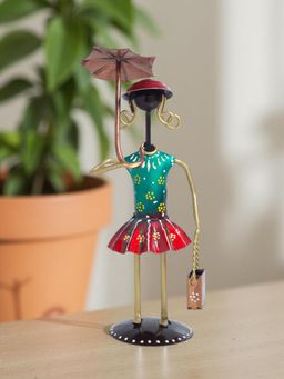 Golden Peacock - Green Handcrafted Metal Showpiece