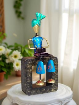 Golden Peacock - Green Blue Handcrafted Musician Showpiece