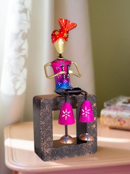 Golden Peacock - Pink Red Musician Figurine Showpiece