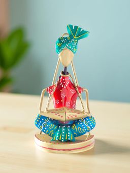 Golden Peacock - Red and Multi Colour Musician Home Decor Cum Wall Hanging