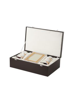 Momentz - Silver-Plated Luxury Photo Frame 5*7 Inches & Set of 2 Enamel Baroque Candle Stand