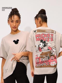 The Souled Store - Official Mickey Mouse- Fly Away Women Oversized T-Shirt