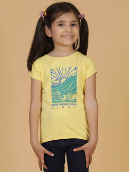Tales & Stories - Light Yellow Printed T-Shirt for Girls