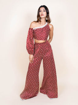 HANDME - Mystique Mirage One-Shoulder Premium Top & Palazzo (Set of 2)