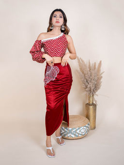 HANDME - Luxurious Hand-Embroidered Premium Top & Skirt (Set of 2)