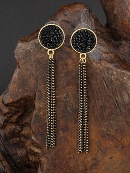 E2O - Black Coloured Multi Layered Contemporary Dangler Earring