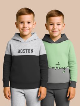 HELLCAT - Black - Green Printed Cotton Blend Hoodie Sweatshirt For Boys (Pack of 2)