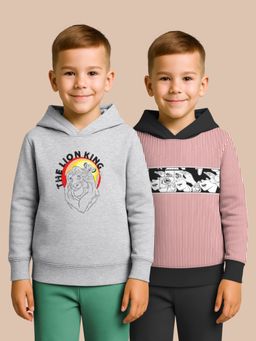 HELLCAT - Grey - Red Printed Cotton Blend Hoodie Sweatshirt For Boys (Pack of 2)