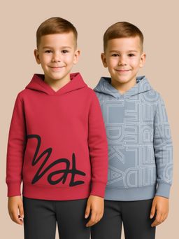 HELLCAT - Maroon - Grey Printed Cotton Blend Hoodie Sweatshirt For Boys (Pack of 2)