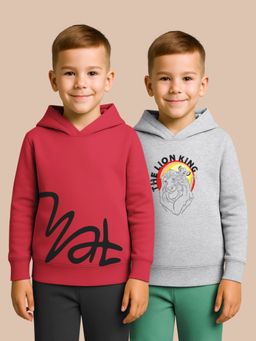 HELLCAT - Maroon - Grey Printed Cotton Blend Hoodie Sweatshirt For Boys (Pack of 2)