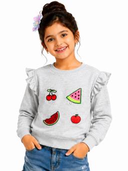 ZION - Girls Sweatshirt with Applique Highlights Grey