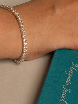 Margento Jewels - 925 Sterling Silver 3mm Rhodium Plated Tennis Bracelet