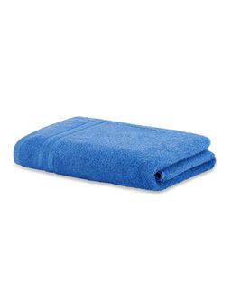 Welspun - Blue Cotton Solid Bath Towel