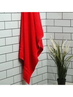 Welspun - Red Cotton Solid Large Bath Towel
