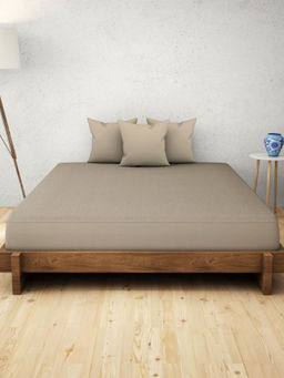 Welspun - Beige Polyester Solid Single Mattress Protector