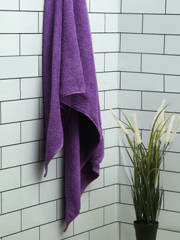 Welspun - Purple Cotton Solid Bath Towel