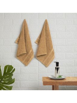 Welspun - Brown Cotton Solid Hand Towel (Pack of 2)