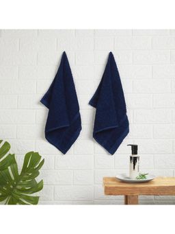 Welspun - Blue Cotton Solid Hand Towel (Pack of 2)