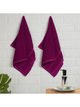Welspun - Magenta Cotton Solid Hand Towel (Pack of 2)