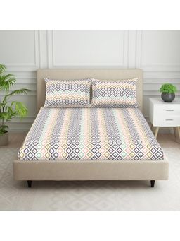 Welspun - Coral Polycotton Geometric Large Bedsheet with Pillow Covers
