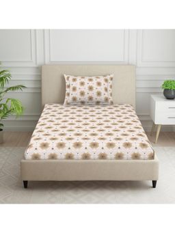 Welspun - Blue Polycotton Floral Single Bedsheet with Pillow Cover