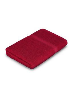 Welspun - Red Cotton Solid Bath Towel