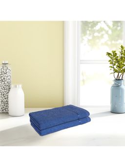Welspun - Blue Cotton Solid Hand Towel (Pack of 2)