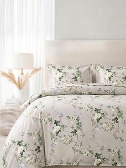 the White Moss - Turquoise Microfibre Floral Bedsheet with Pillow Covers