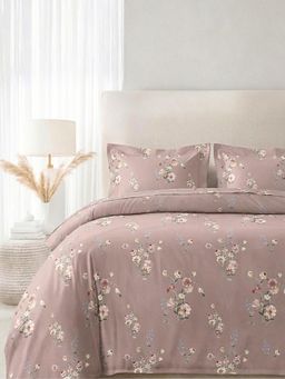 the White Moss - Blended Cotton Double Size Bedsheet with 2 Pillow Covers - Blush Rose Meadow