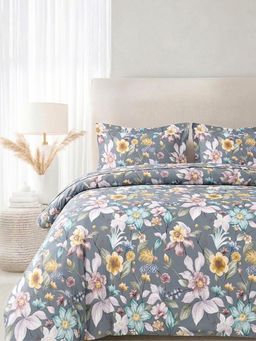 the White Moss - Blended Cotton Double Size Bedsheet with 2 Pillow Covers - Midnight Garden