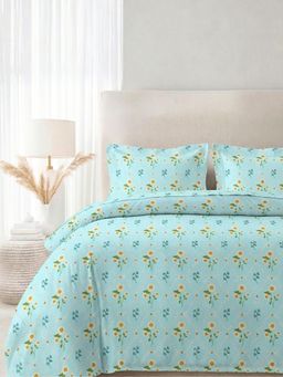 the White Moss - Blended Cotton Double Size Bedsheet with 2 Pillow Covers - Ditsy Daisy